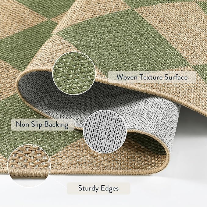 Lahome Colette Checkered Washable Rugs 5x7, Farmhouse Non Slip Non Shedding - Image 4