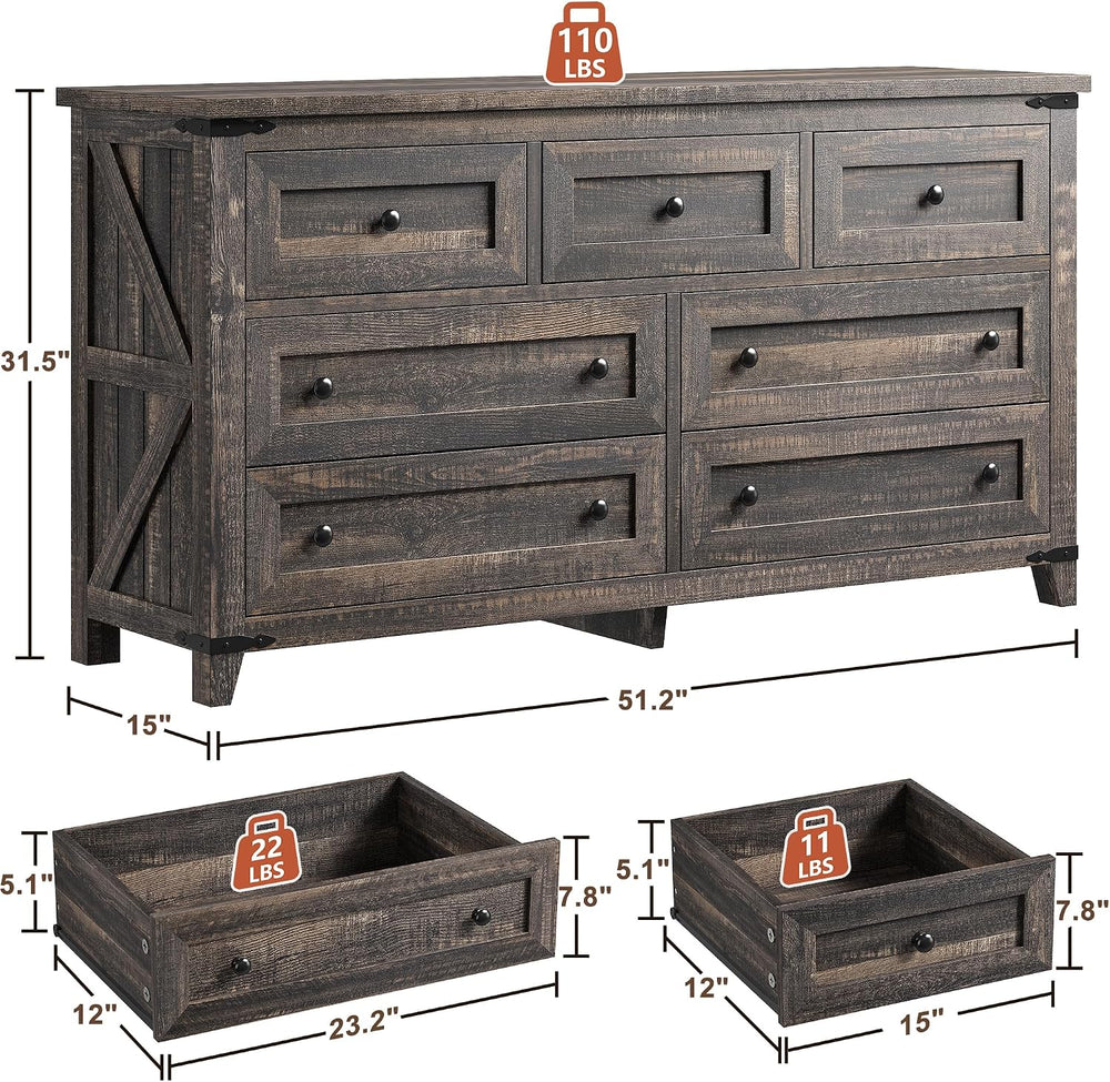 EnHomee Farmhouse Dresser for Bedroom, 51.2" W Dresser TV Stand for 60&q...