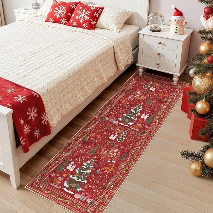 UERMEI Christmas Runner Rug for Hallway: 2x6 Neutral Modern Festive Low Pile - Image 2