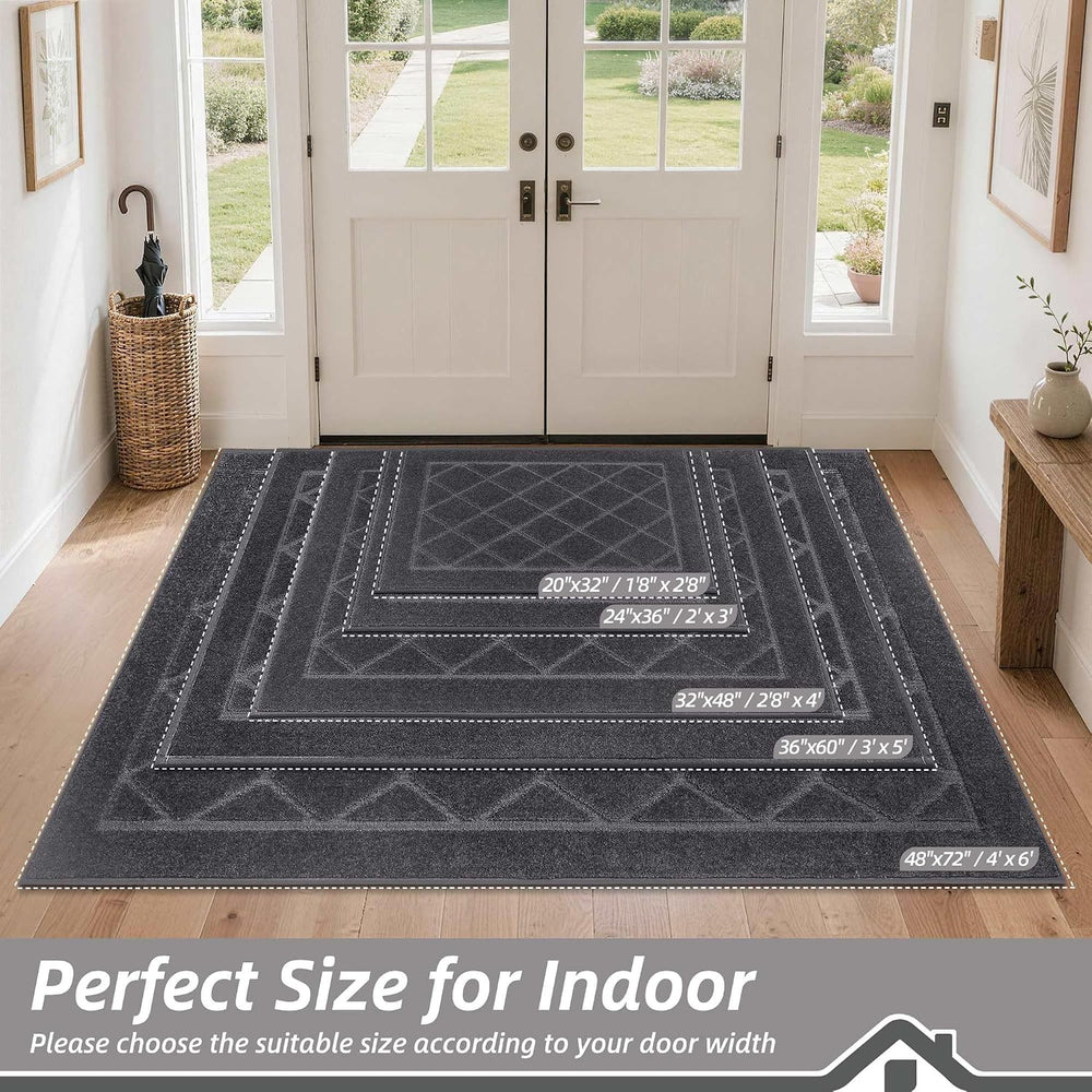 BEQHAUSE Dirt Trapper Door Mat 24" x 36", Doormat Non-Slip, Dark Grey
