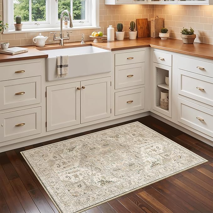 Madane Washable Area Rug 2x3, Small Entryway Rug Non-Slip Vintage Door Mat - Image 4