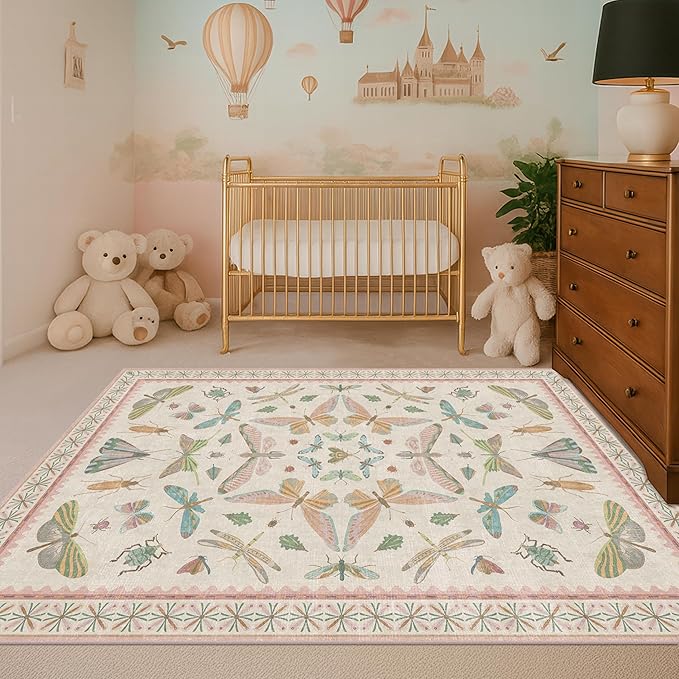 3x5 Flower Area Rug for Girls Bedroom by HazoHaus
