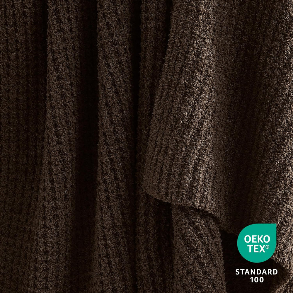 WDCOZY Brown Waffle Throw Blanket for Couch Bed, Reversible Super Soft Plush ...