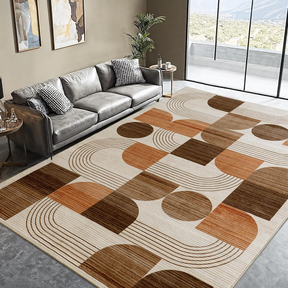Soft Modern Geometric Abstract Large Machine Washable 5x7 Area Rug