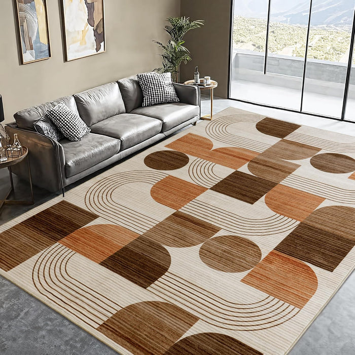 Soft Modern Geometric Abstract Machine Washable Large 8x10 Area Rug