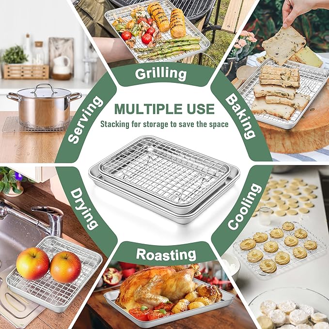 Homikit Quarter Sheet Pan with Wire Rack Set, Stainless Steel Baking Tray with - Image 7