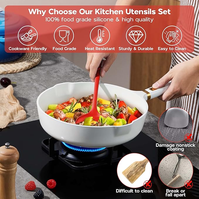 Onader 10 Pieces Cooking Utensils Set, Non Toxic & Heat Resistant - Image 4