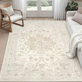5x7 Area Rugs for Living Room: Vintage Boho Neutral Washable Rug Indoor Soft by Luxturiy