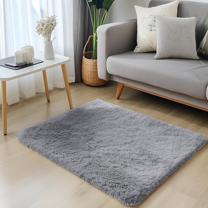 OLANLY 2x3 Machine Washable Small Bedside Rug, Soft Fluffy Shaggy Entryway - Image 3