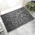 Grey Leaves Outdoor Indoor Entrance Doormats, Absorbent Durable Heavy Duty by VivaNest
