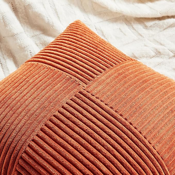 Fancy Homi Set of 2 Burnt Orange Decorative Throw Pillow Covers 18x18 Inch - Image 3