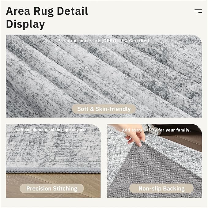 Runner Rug 2'6" x 12' Washable Non-Slip Runner Rugs - Image 6