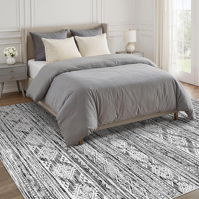Nakagishi Area Rug Living Room Rugs: 7X9 Machine Washable Boho Large Neutral - Image 5