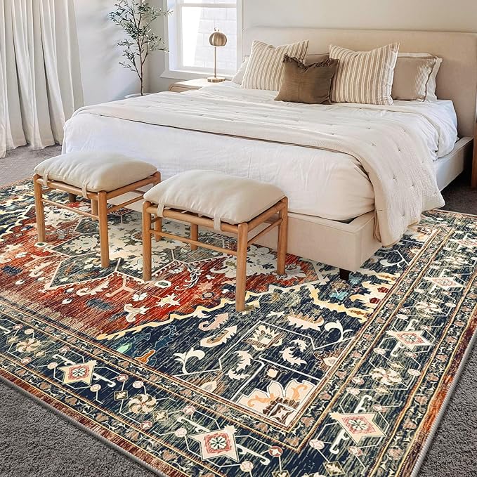 Yamaziot Area Rug 5x7, Non-Slip Washable Boho Vintage Living Room Bedroom Rug - Image 7