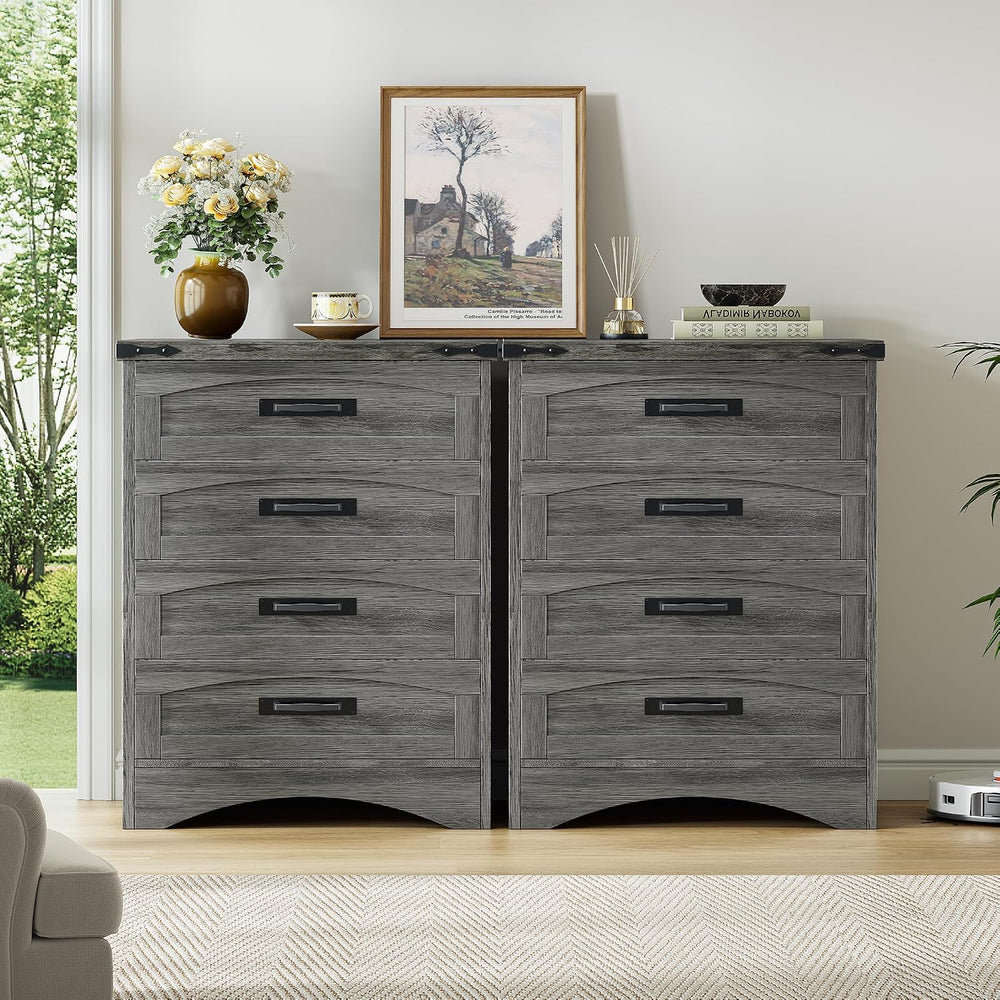 Decofy Farmhouse 4 Drawers Dresser for Bedroom, Gray