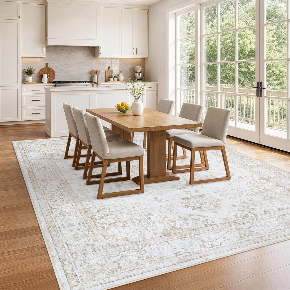 Area Rug 6x9 Living Room Rug Washable Beige Non-Slip Rugs