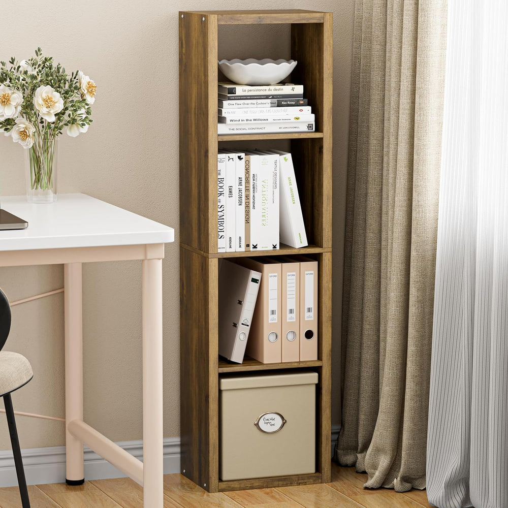 Cube Storage Organizer Bookcase, Small 4 Tier 11 inch Open Back Cubical Shelf...