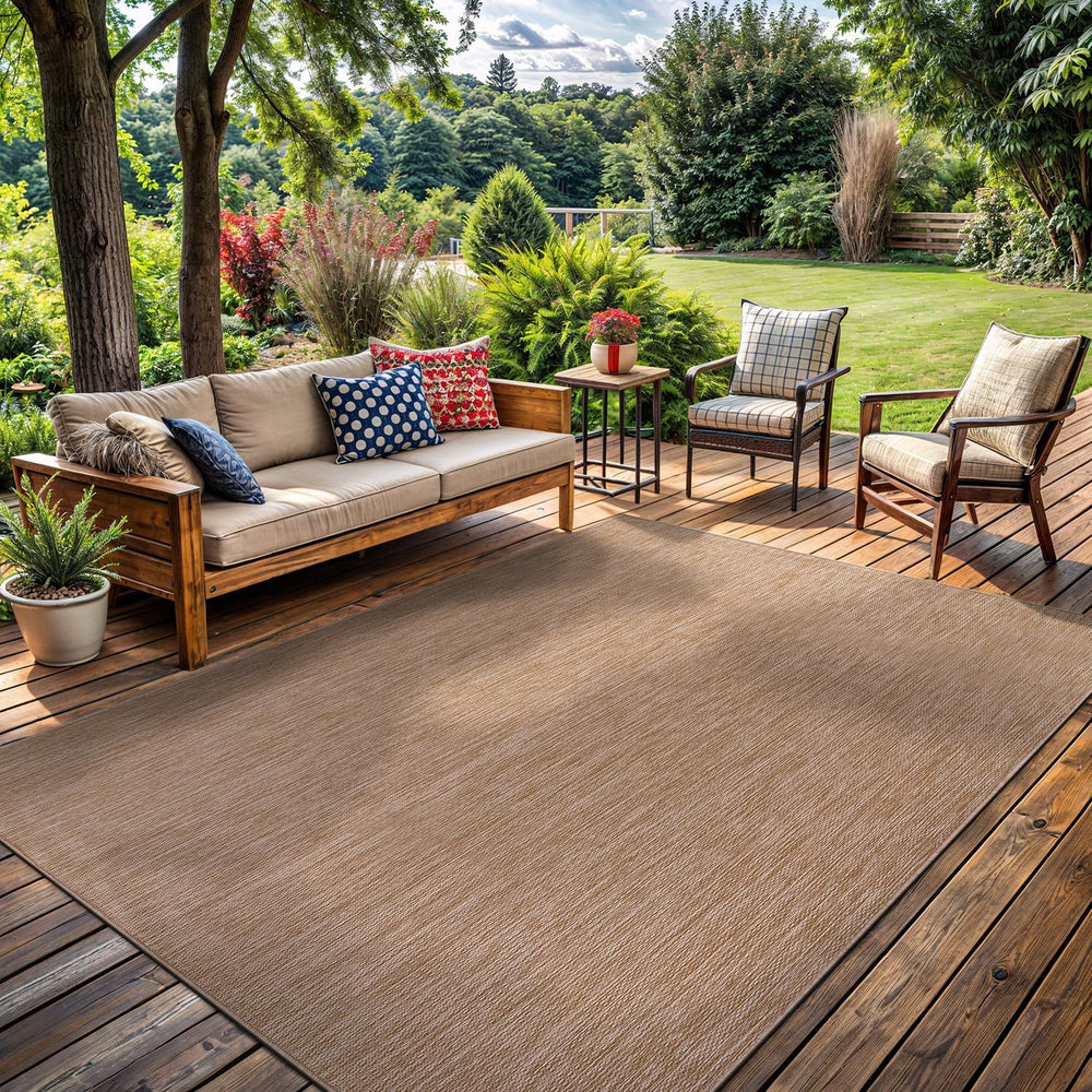 Washable Indoor Outdoor Rug 5x7 Weather Resistant Area Rugs Modern Solid Jute...