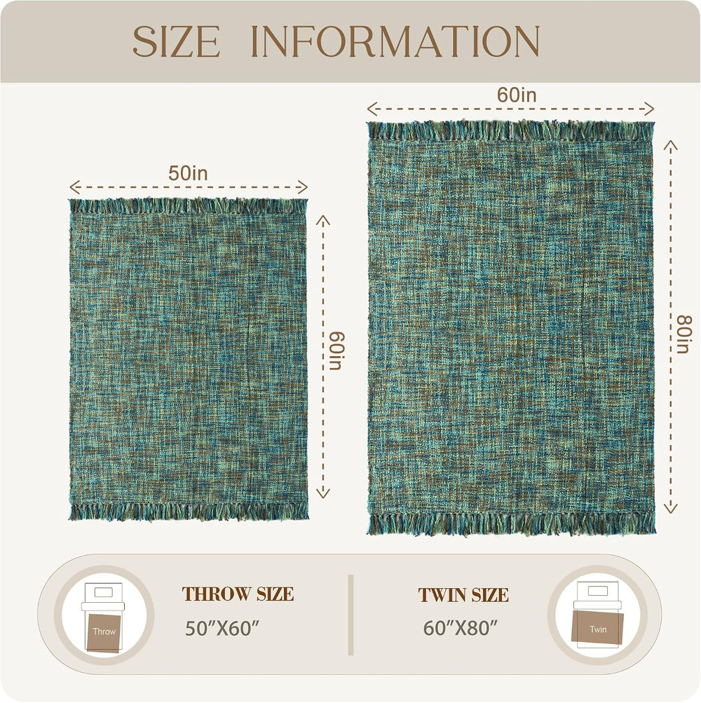 Multi-Color Cable Woven Throw Blanket for Couch - 50"X60"