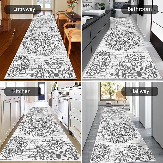 HEBE Hallway Runner Rug 3'x10' Washable Vintage Distressed Area Rugs Non Slip - Image 6