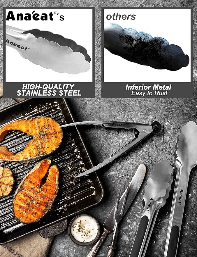 Anaeat 3 Pack 7" Mini Stainless Steel Cooking Tongs - Image 4