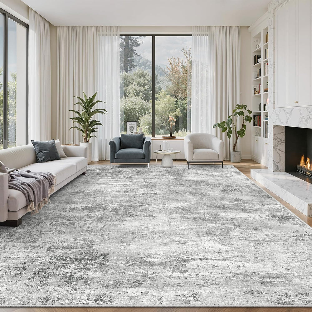 Cochyean 9x12 Area Rug Large Washable Rugs for Living Room, Light Gray
