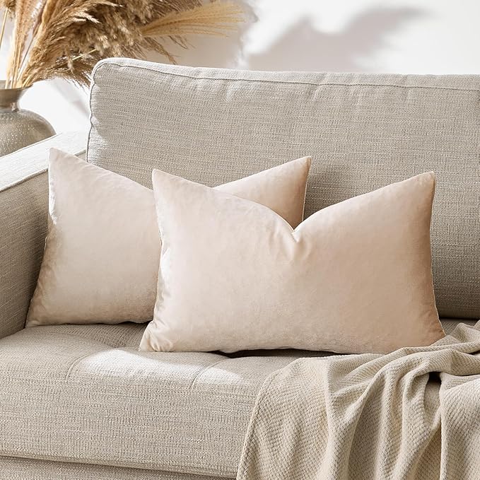 GIGIZAZA 12x20 Lumbar Pillow Covers: Pack of 2 Champagne Beige Throw Pillows by GIGIZAZAFocusingonhomedecoration