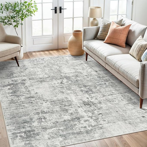 6x9 Abstract Area Rugs for Living Room 6 x 9 Washable Non Slip Low Pile Gray by Soalmost