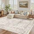 Madane Washable 6x9 Area Rugs for Living Room, Vintage Natural Rug by Madane