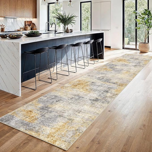 2'6''x14' Washable Kitchen Runner Rug: Modern Abstract Runners - Image 2