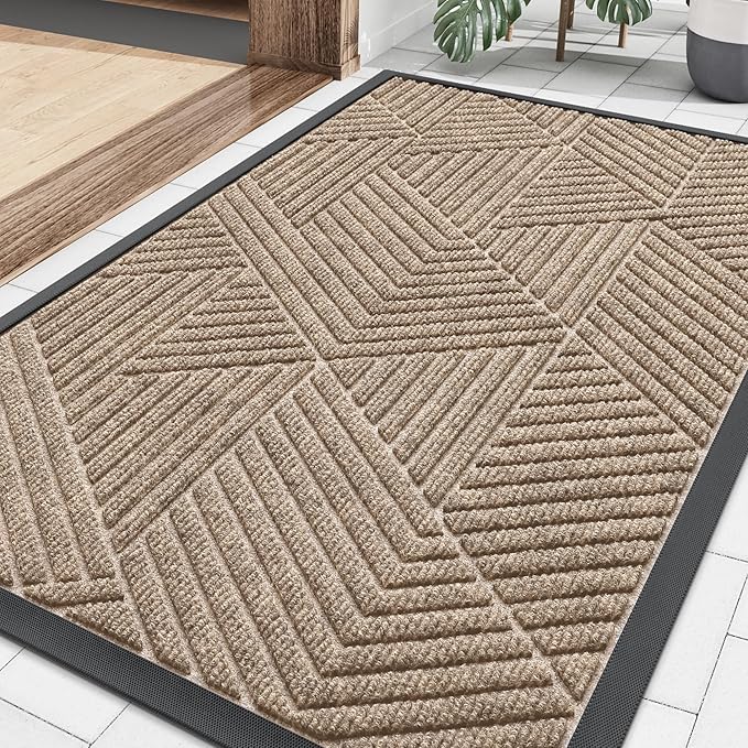 Smiry Front Door Mat Outside Entrance, Heavy Duty Sturdy Natural Rubber Doormat by Smiry