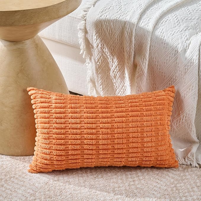 Fancy Homi Set of 4 Burnt Orange Fall Lumbar Rectangle Decorative Throw Pillow - Image 2