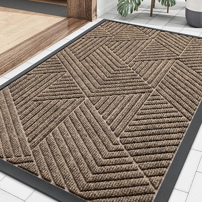 Smiry Front Door Mat Outside Entrance, Heavy Duty Sturdy Natural Rubber Doormat by Smiry