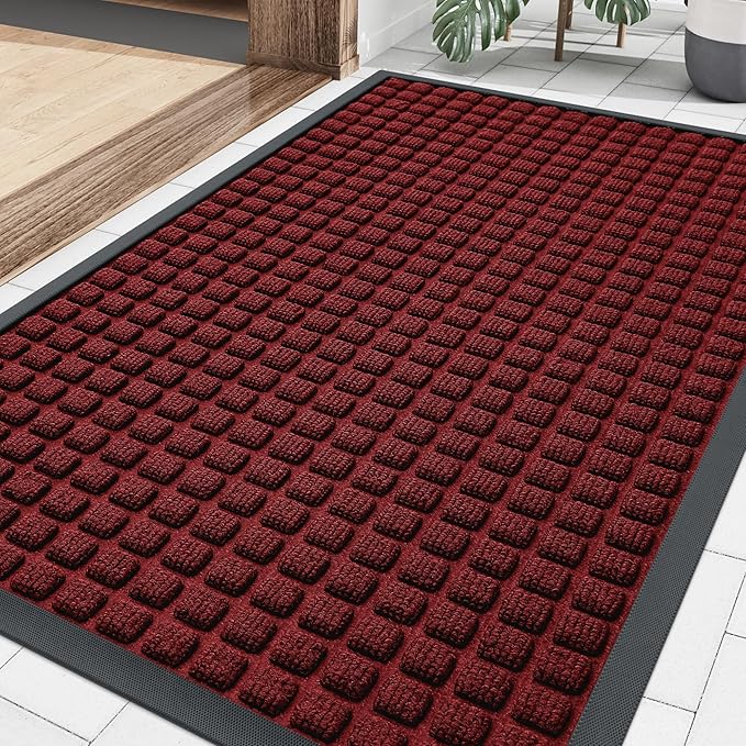Smiry Front Door Mat Outside Entrance, Heavy Duty Natural Rubber Doormat by Smiry