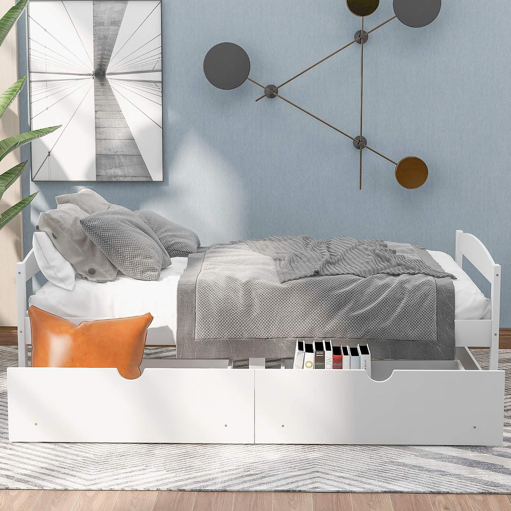 Merax Multifunctional Wood Daybed with Drawers Sofa Storage Bed with Headboar...