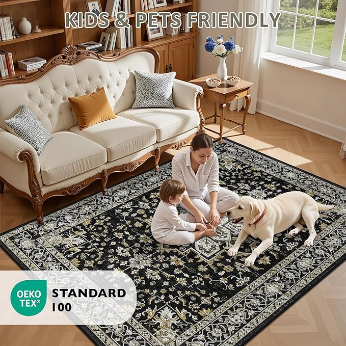 2x3 Area Rugs Living Room Rug: Washable Vintage Boho Medallion Rug No Slip - Image 8