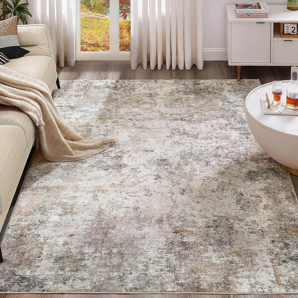 UERMEI 10x14 Area Rug Living Room Rugs Washable Neutral Brown Grey Carpet