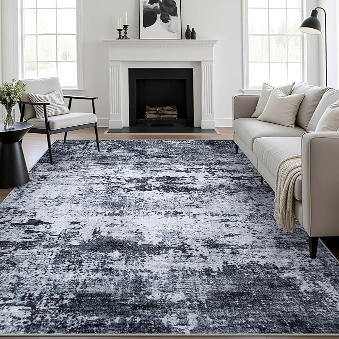 10x14 Area Rug Living Room Rug: Washable Modern Abstract Soft Thin Rug Indoor by FXRHLP