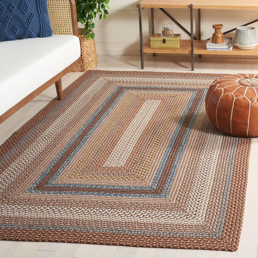 SAFAVIEH Braided Indoor/Outdoor Washable Area Rug 4'x6', Brown BRD313A