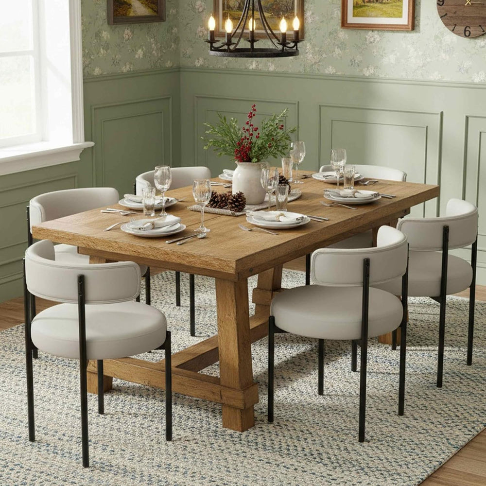 Faux Leather Dining Chairs Set of 6, Upholstered Kitchen and Dining Room Chai...