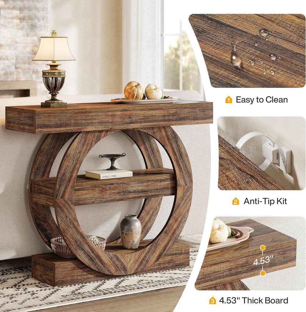 Tribesigns 41-Inch Entryway Table with Storage, 3-Tier Farmhouse Console Tabl...