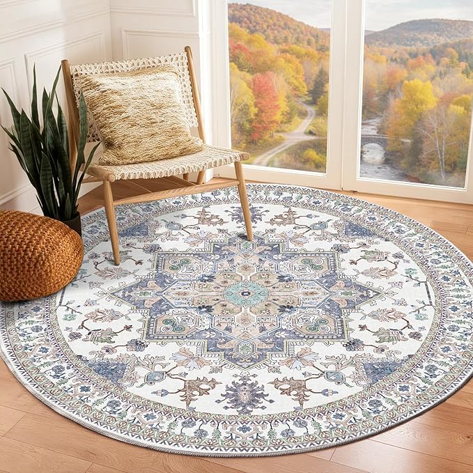 OPPODREAM Soft Round Rug 5ft, Washable Circle Rug 5ft by OPPODREAM