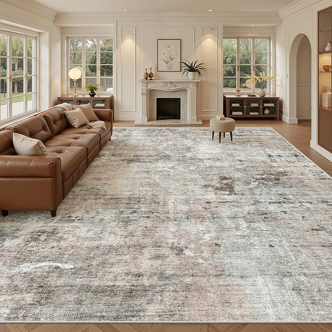 10x14 Area Rugs for Living Room, Non Slip Machine Washable Vintage Rugs by Soalmost