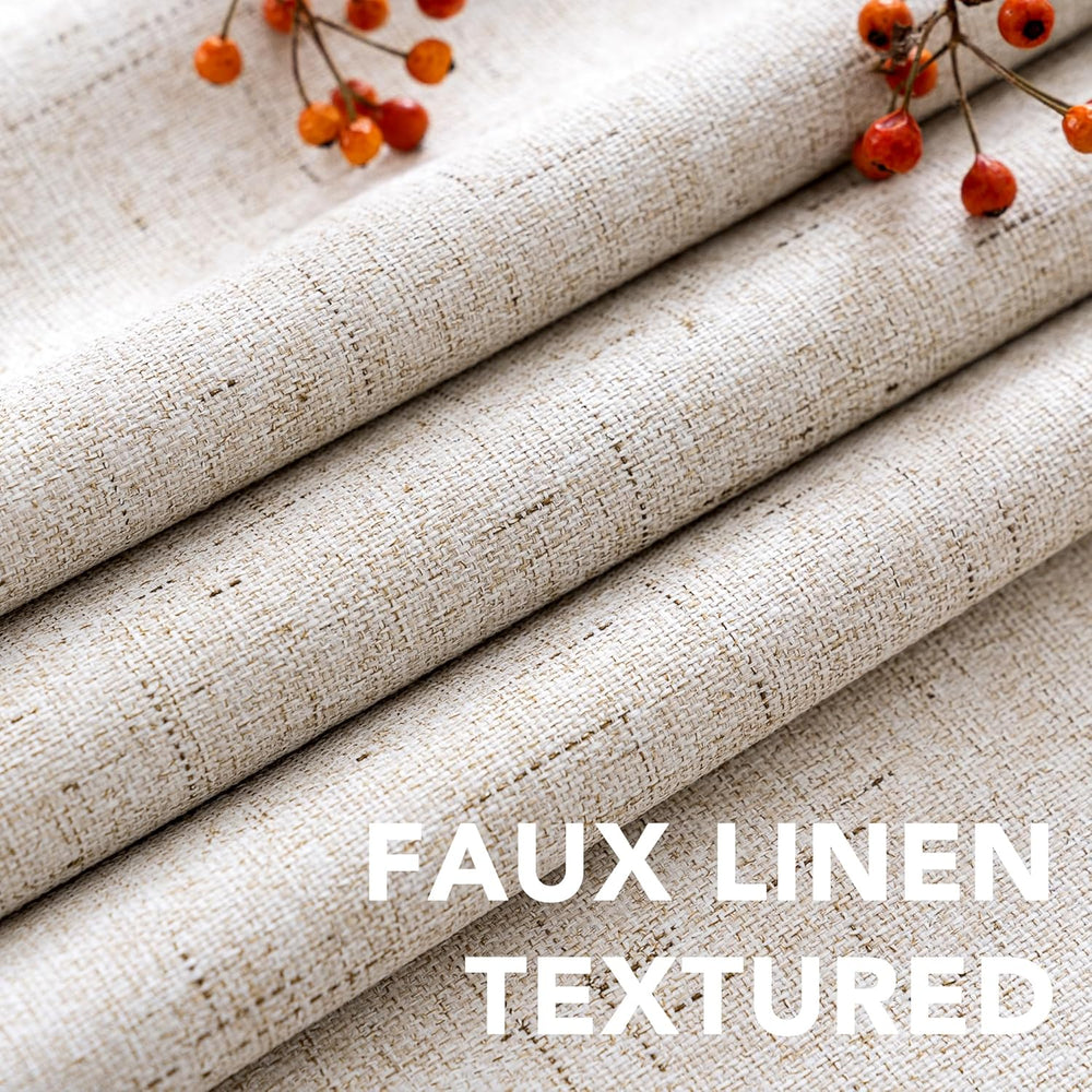 H.VERSAILTEX 100% Blackout Linen Curtains 84" L 2 Panels Natural