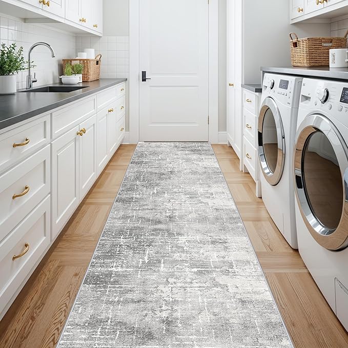 2'6x14 Abstract Kitchen Area Rugs: Farmhouse Washable Non-Slip Long Hallway Rug - Image 5