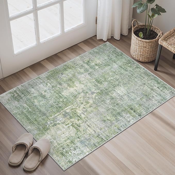 2x3 Abstract Washable Rugs for Kitchen, Powder Room Small Area Rug Non-Slip by Soalmost