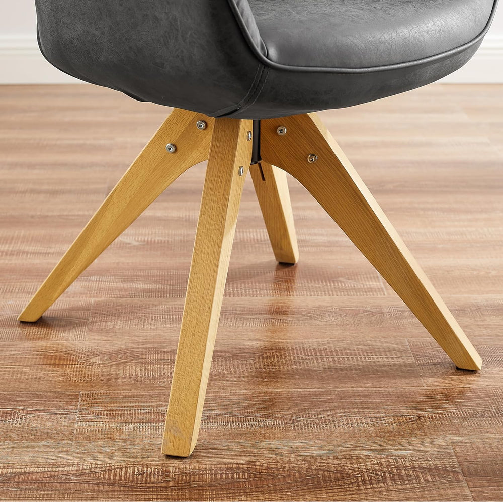 Art Leon Swivel Dining Chair, Faux Leather Upholstered Chair, Black