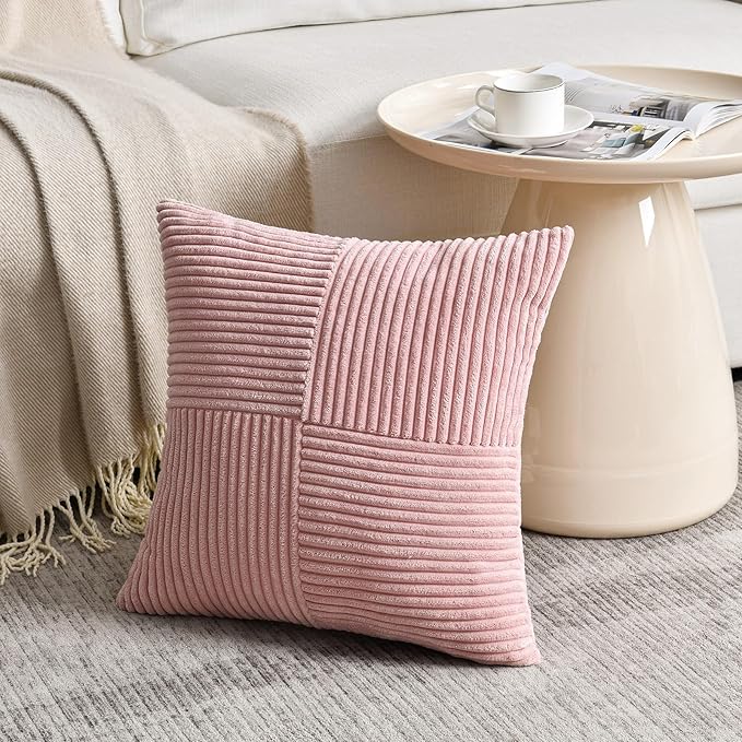 Fancy Homi 2 Packs Blush Pink Decorative Throw Pillow Covers 22x22 Inch - Image 2
