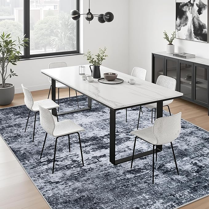 10x14 Area Rug Living Room Rug: Washable Modern Abstract Soft Thin Rug Indoor - Image 4