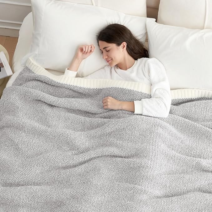 Snuggle Sac Oversized Grey Throw Blankets Twin Size, Super Soft Warm Blankets - Image 2
